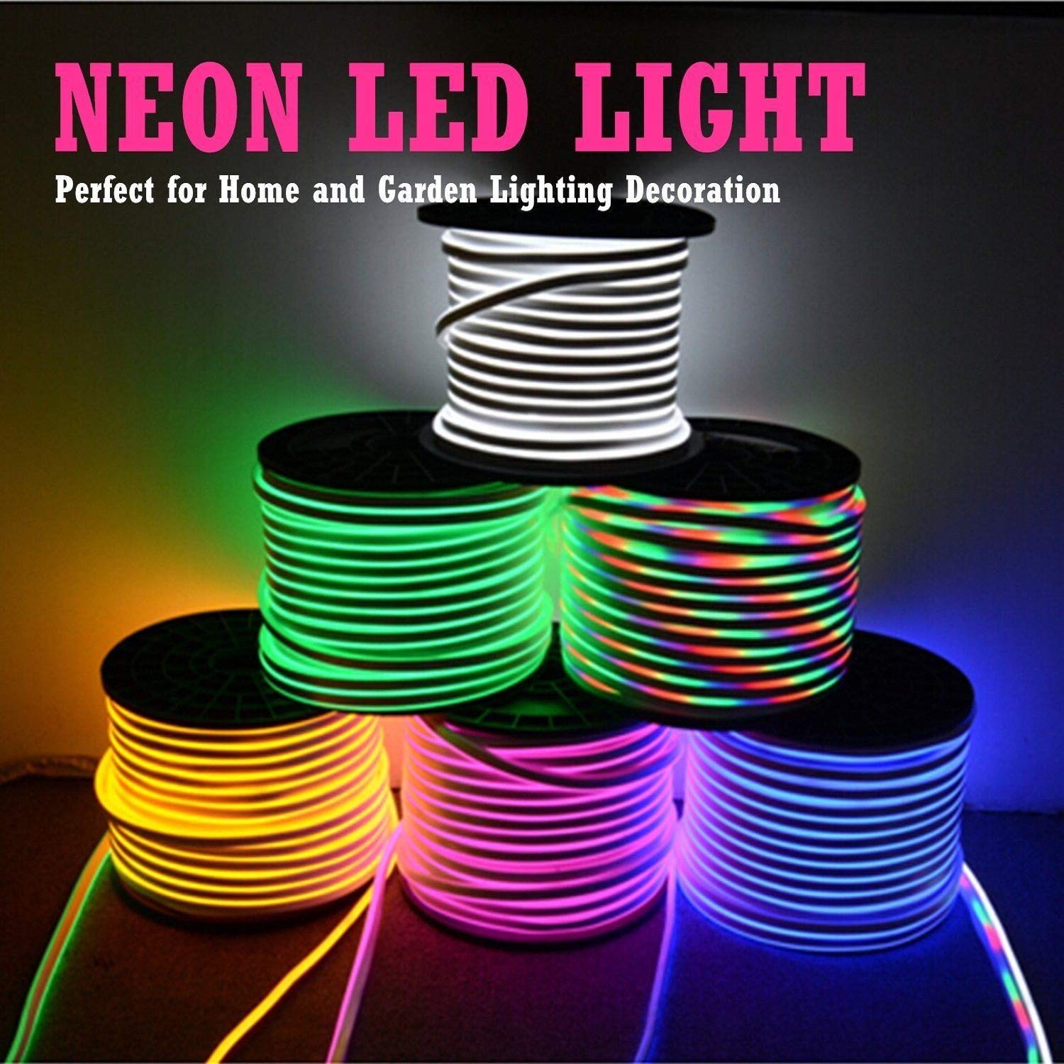 XUNATA Kit de Luz de Neón DC 12V RGB- 10m Tira de LED Flexible e Impermeable con Alimentación del Controlador Remoto RF