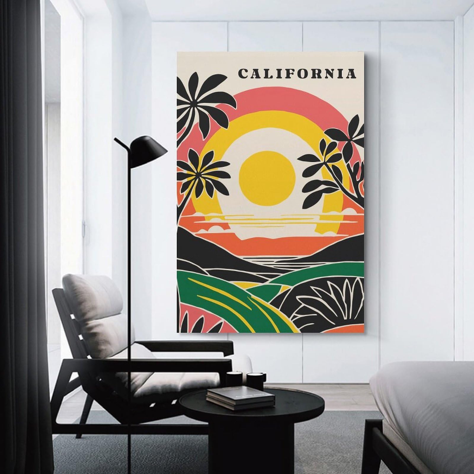 Junmoney Room Decor Wall Art California Retro Sunset, 20x30inch(50x75cm), for Home Lounge, Bedroom Or Reading Nook, Eye Catching Artwork for Blank Walls