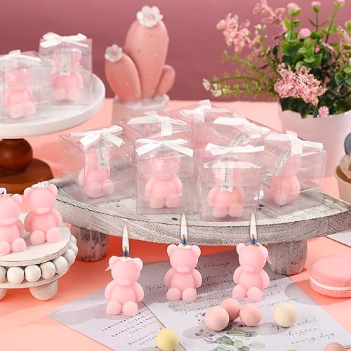 Miniatura 10 de 30 velas de oso para baby shower, con 30 cajas de velas en forma de oso, hechas a mano, mini velas de oso a granel para baby shower, niños, niñas,