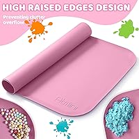 Vista 2 de Alfombrillas de silicona para niños de 24 x 16 pulgadas, con borde elevado y antideslizante, tapete de silicona reutilizable para jugar arena, Rosa