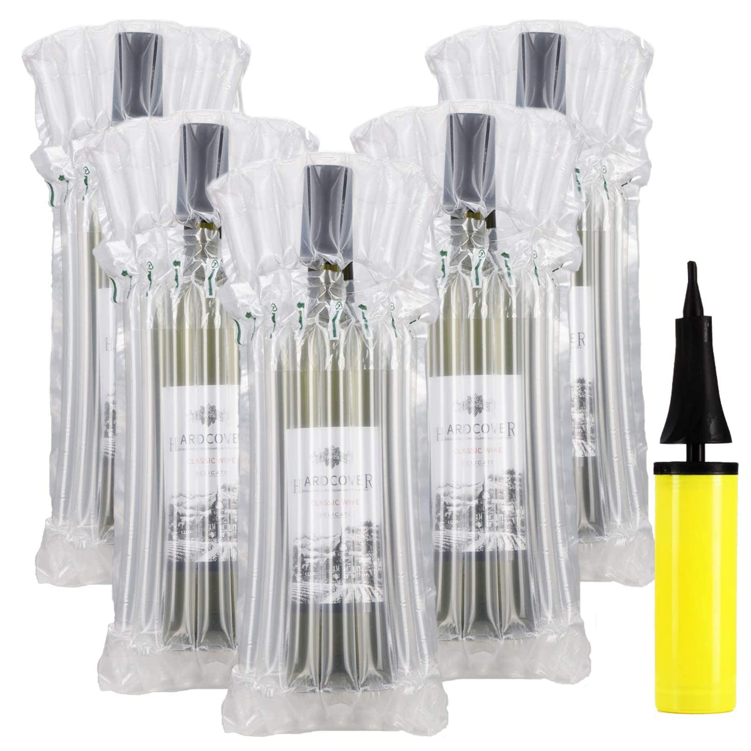 50 Pack Wine Bottle Travel Protector Bags，Wine Bottle Protector for Travel，Bottle Protector for Luggage,Safe Transportation of Glass Bottles in Airplane Cushioning，Wine bottle protection bag with Pump