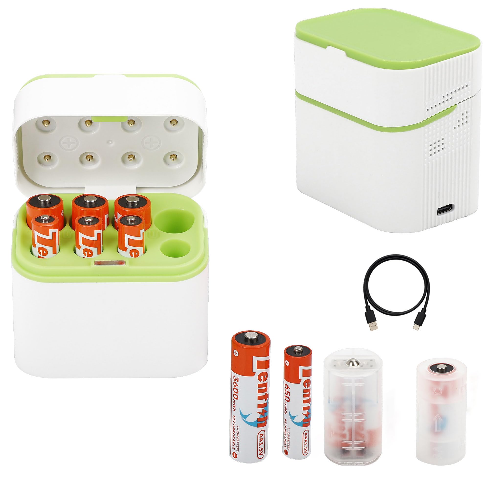 4 AAA and 4 AA Rechargeable Lithium Batteries with Fast Charger 1 5 V 3600mWh Double A Batteries
