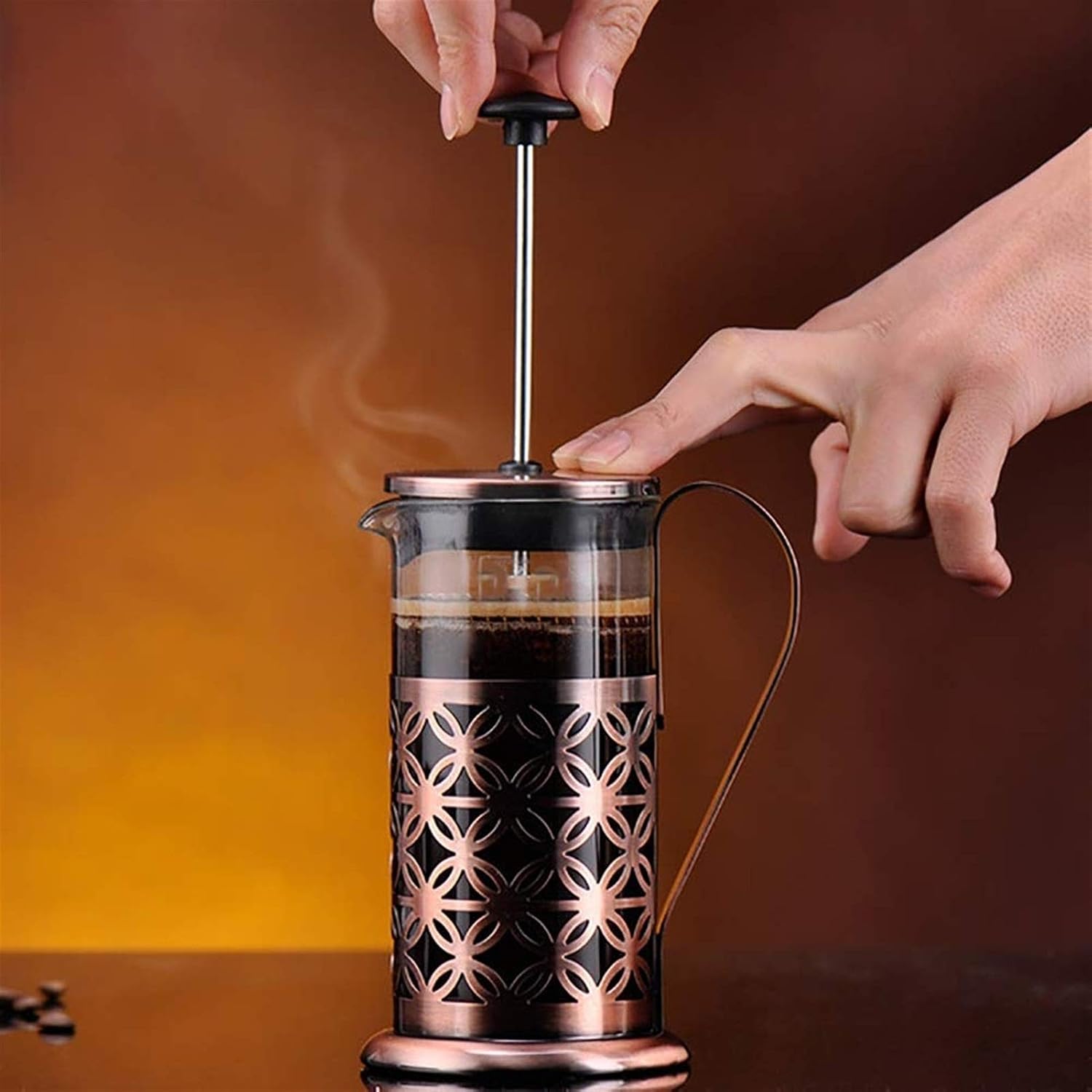 Coffee Grinders Travel French Press Coffee Maker Set with Extra Lid Comfortable Handle Heat Resistant Loose Leaf Tea Brewer
