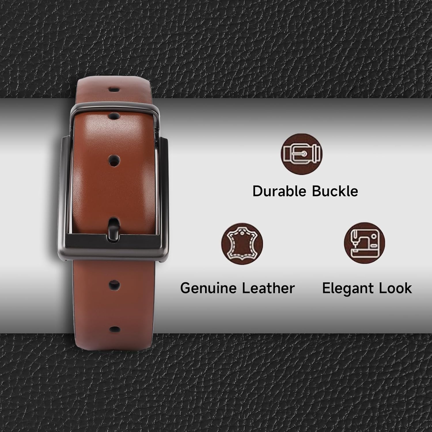 FALAN MULE Men's Leather Dress Belt - Classic & Fashion Belt with Prong Buckle for Men - Image 3