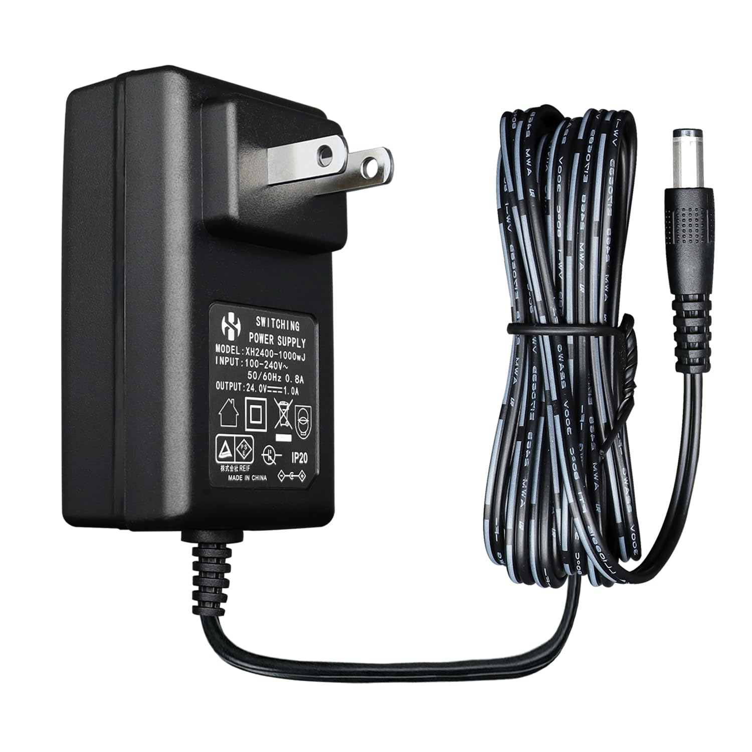 Amazon | 24V 1A 24W 1.8Mロング電源アダプター、AC DCスイッチング