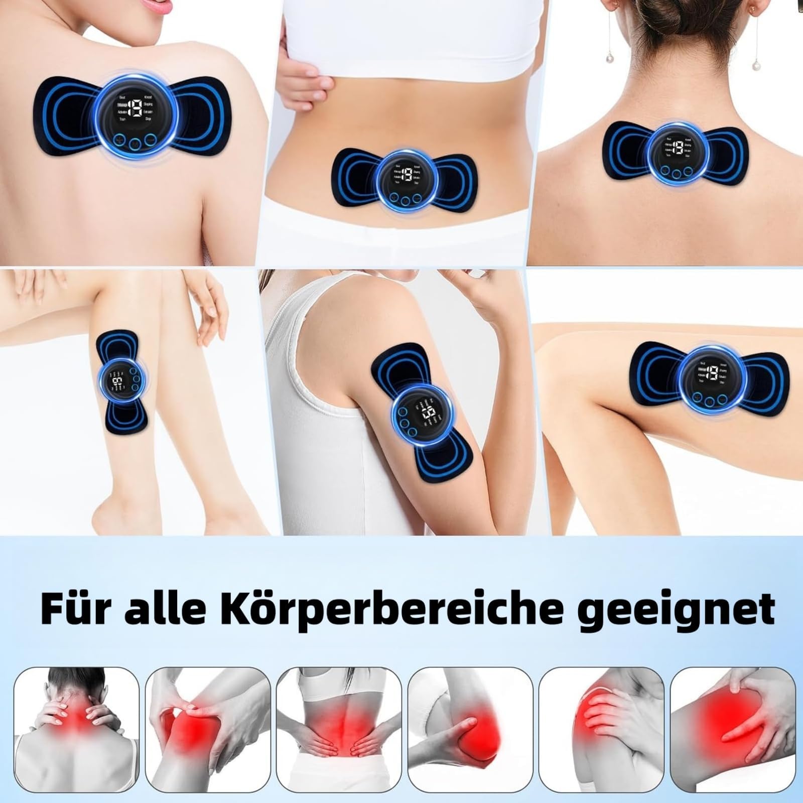Lunora Ems Knie, Lunora Orthoflow Knie,Tragbares EMS Nackenmassagegerät,Einstellbare Intensität mit 8 Modi und 19 Stufen Hilft Verspannungen für Schulter Nacken Arme und Rücken (Ein Set)