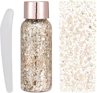EONFAVE Body Glitter Gel Face Body Glitter Makeup Face, Liquid Sequins Chunky Glitter for Body and Hair, Clothing Decoration, Feminine Festival Makeup Sequins and Accessories (103#Bronze)