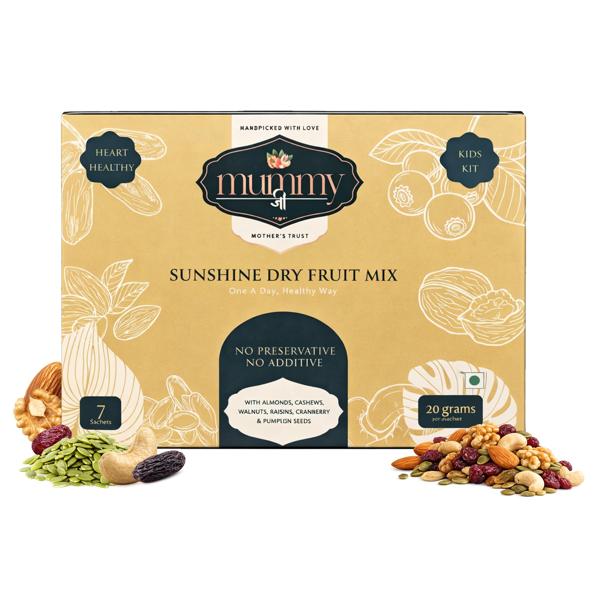 Mummy Ji - Dry Fruit Mix for Kids (20g x 7 Pouches) | Healthy Portion Controlled Dry Fruits & Nuts Snack | Omega 3 & Protein Rich School Snack Box-image-12