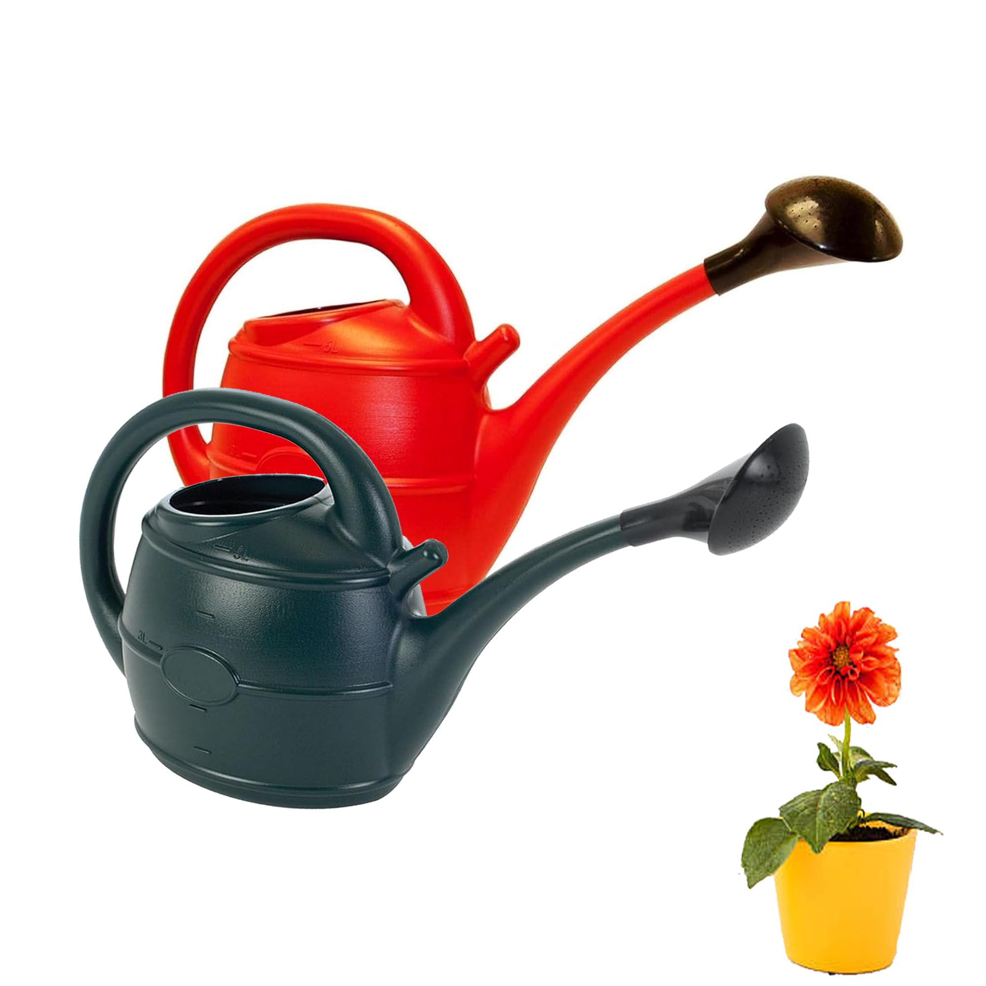 Red or Green Lightweight 10 Litres Watering Can With Sprinkler Rose Head