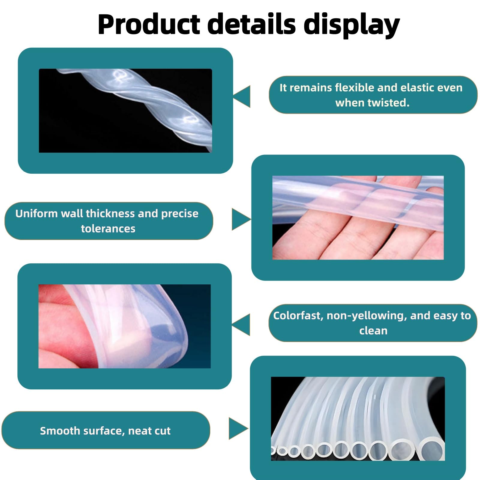 Tubo in Silicone Trasparente Flessibile Resistente alle Alte Temperature ID 6mm x OD 10mm per Trasferimento Acqua Linea d'Aria Pompa per Acquario Idroponica e Fai da Te,10m