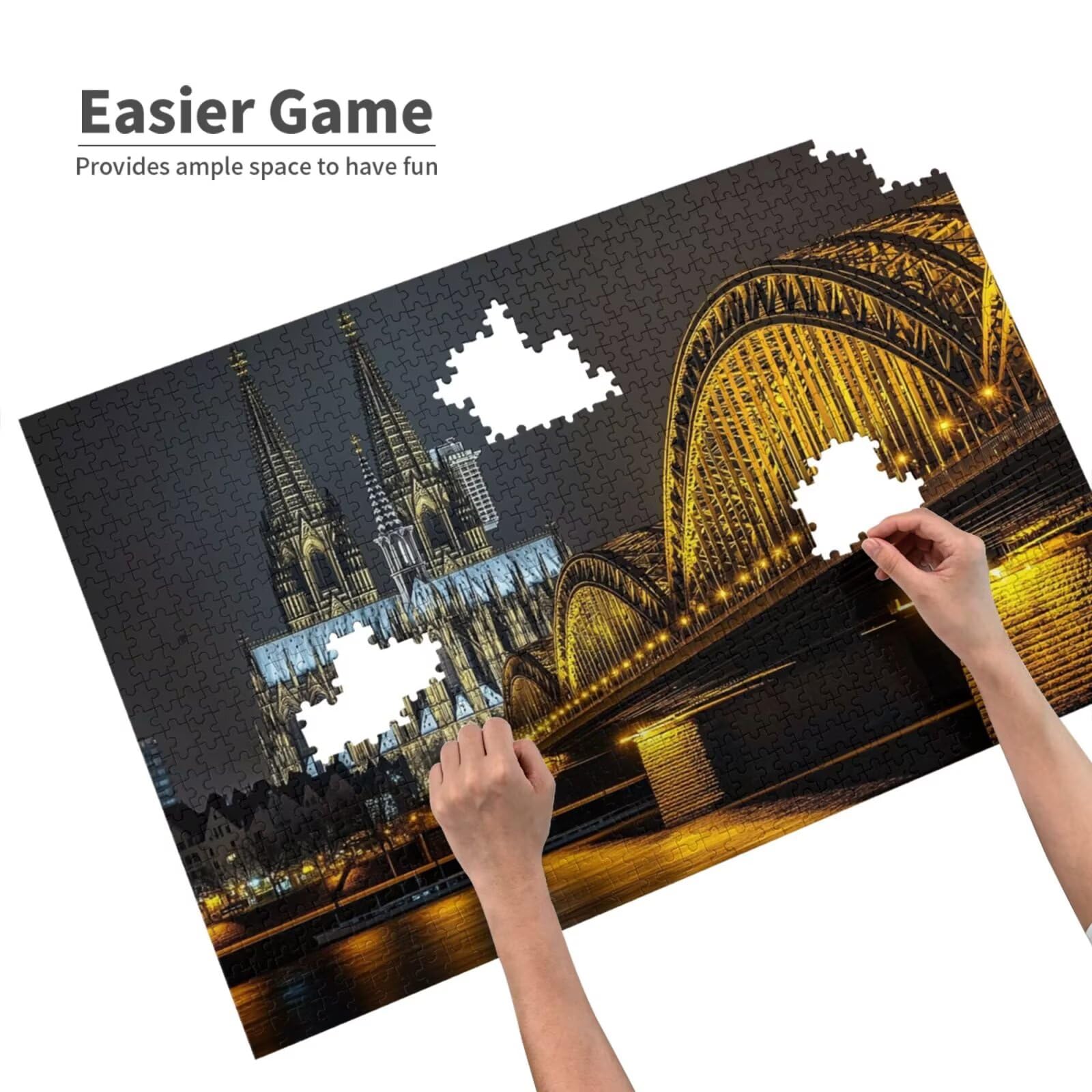 Puzzle Paryż, 1500 elementów, mostek, puzzle dla dorosłych, z pudełkiem na prezent, duże drewniane puzzle dla dorosłych, gra zręcznościowa dla całej rodziny, prezenty dla kobiet, 87 x 57 cm, 1138 lat