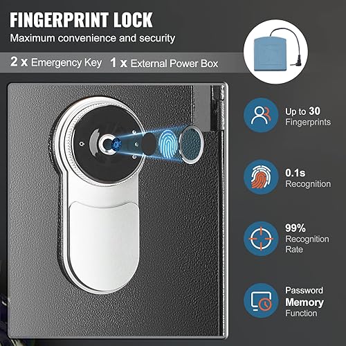 Miniatura 5 de VEVOR Caja fuerte para 5 rifles, caja fuerte para rifle con bloqueo de huellas dactilares, gabinete de almacenamiento de armas de acceso rápido con