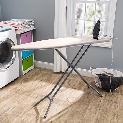 Miniatura 5 de Tabla de planchar de tamaño completo fabricada en Estados Unidos por Seymour Home Products (gris espacial). Incluye soporte de hierro, cubierta y