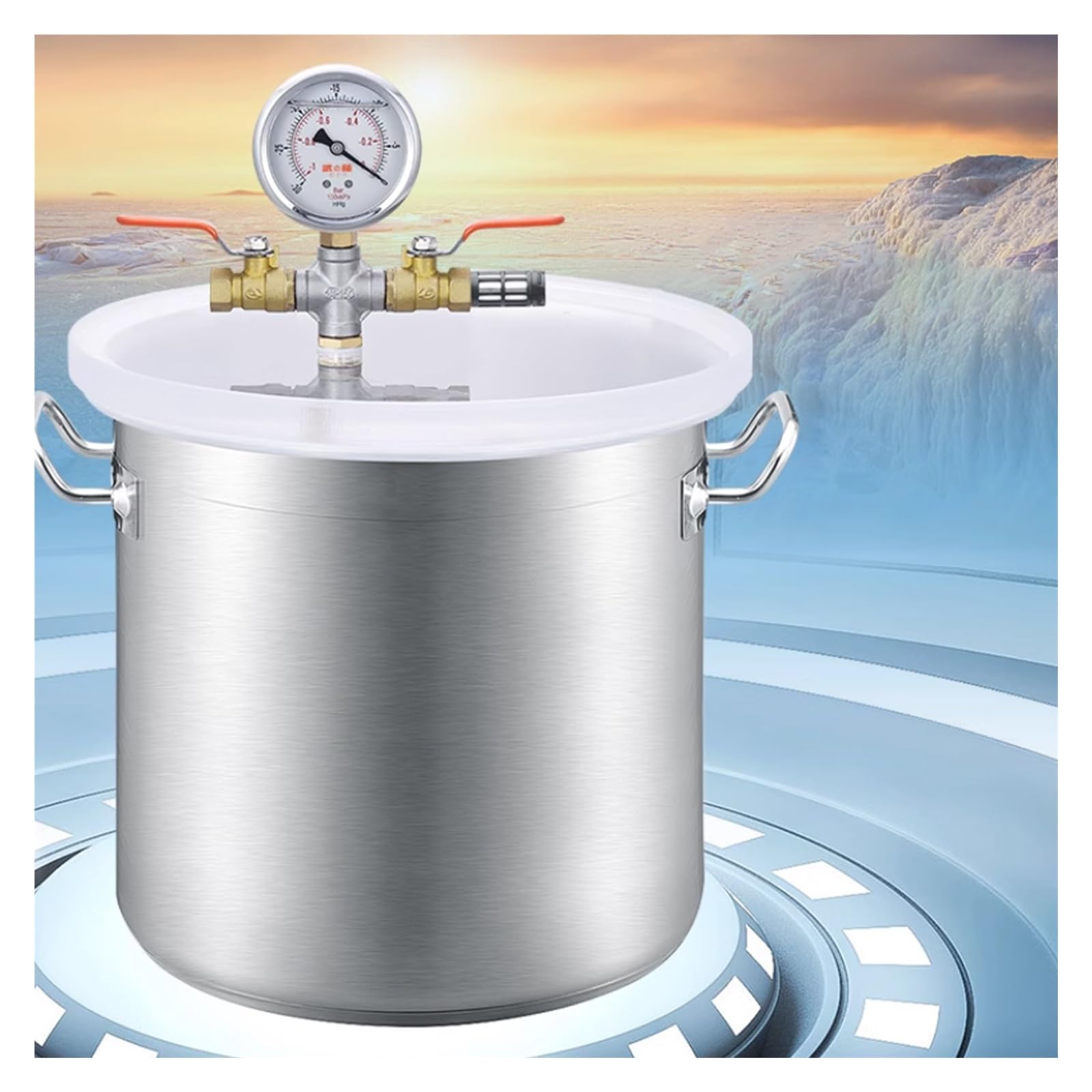 6 10 12 20 21 35 51 72 75 100 L Vacuum Degassing Chamber - 304 Stainless Steel, Resin Vacuum Chamber Kit with 1.5m Long Hose, for Degassing Silicone/Plaster(Size:72L/19Gal(45x45cm/17.7x17.7in))