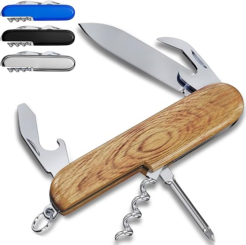 Miniatura 1 de Cuchillo de bolsillo pequeño 6 en 1  Llavero multiherramienta  Cuchillo de bolsillo compacto para niños con abridor de botellas, abrelatas,