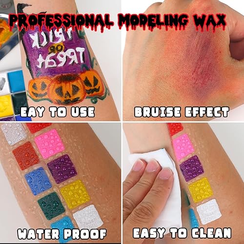 Miniatura 7 de Bowitzki Maquillaje de Halloween Efectos especiales Aceite Cara Cuerpo Pintura Falso Cera Cera de Cicatriz de Sangre Carbonizada Polvo con Esponjas