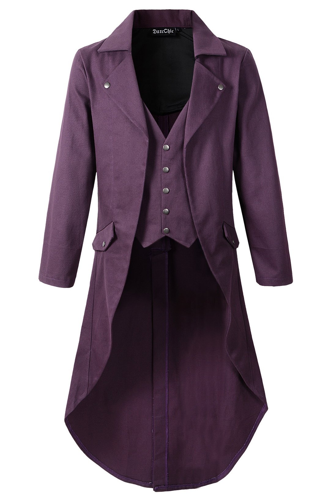 Darcchic Men's Purple Gothic Tailcoat Jacket Black Steampunk Vtg Victorian Coat (S, )