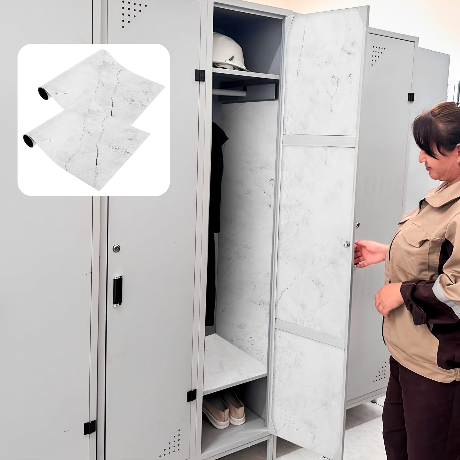 Butory White 2Pcs School Locker Magnetic Wallpaper Trimmable Magnetic Locker Sheet Waterproof Magnetic School Locker Wallpaper Practical Magnetic Wallpaper For Middle High School