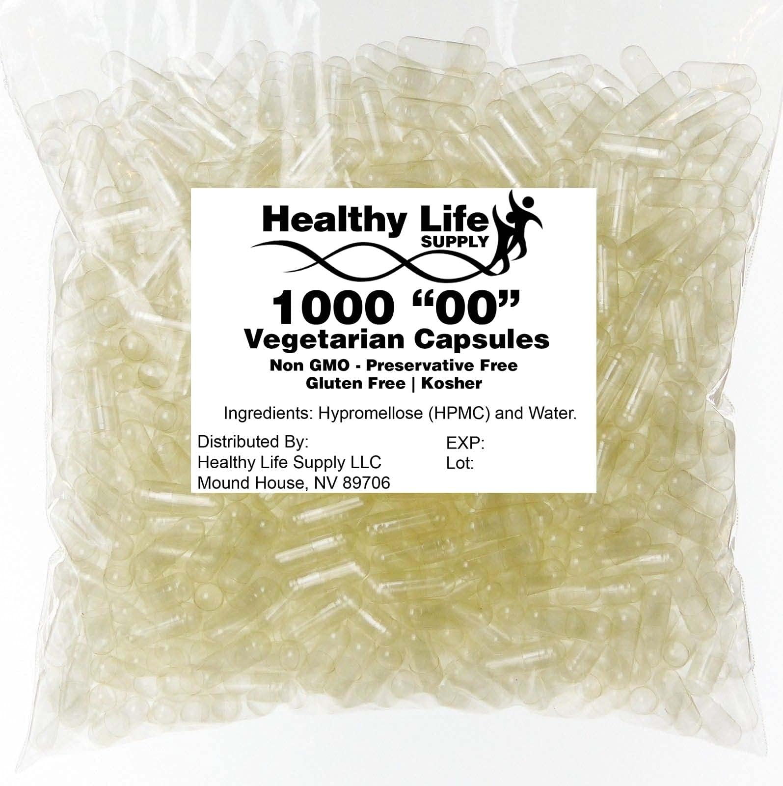 Empty Vegetarian Capsules - 1000 Size"00" Bulk Wholesale