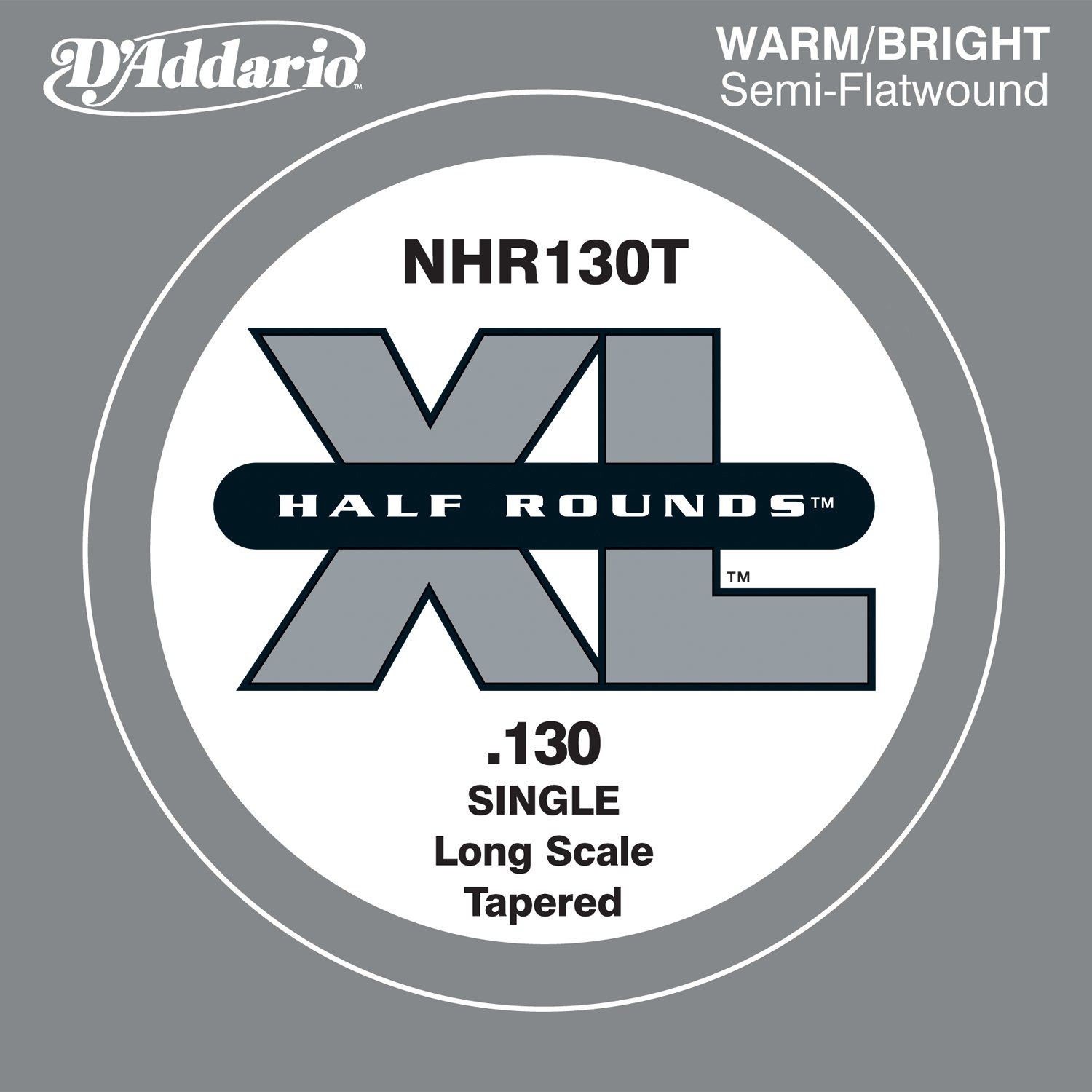 NHR130T Half Round Bass Guitar Single String, Long Scale .130, Tapered