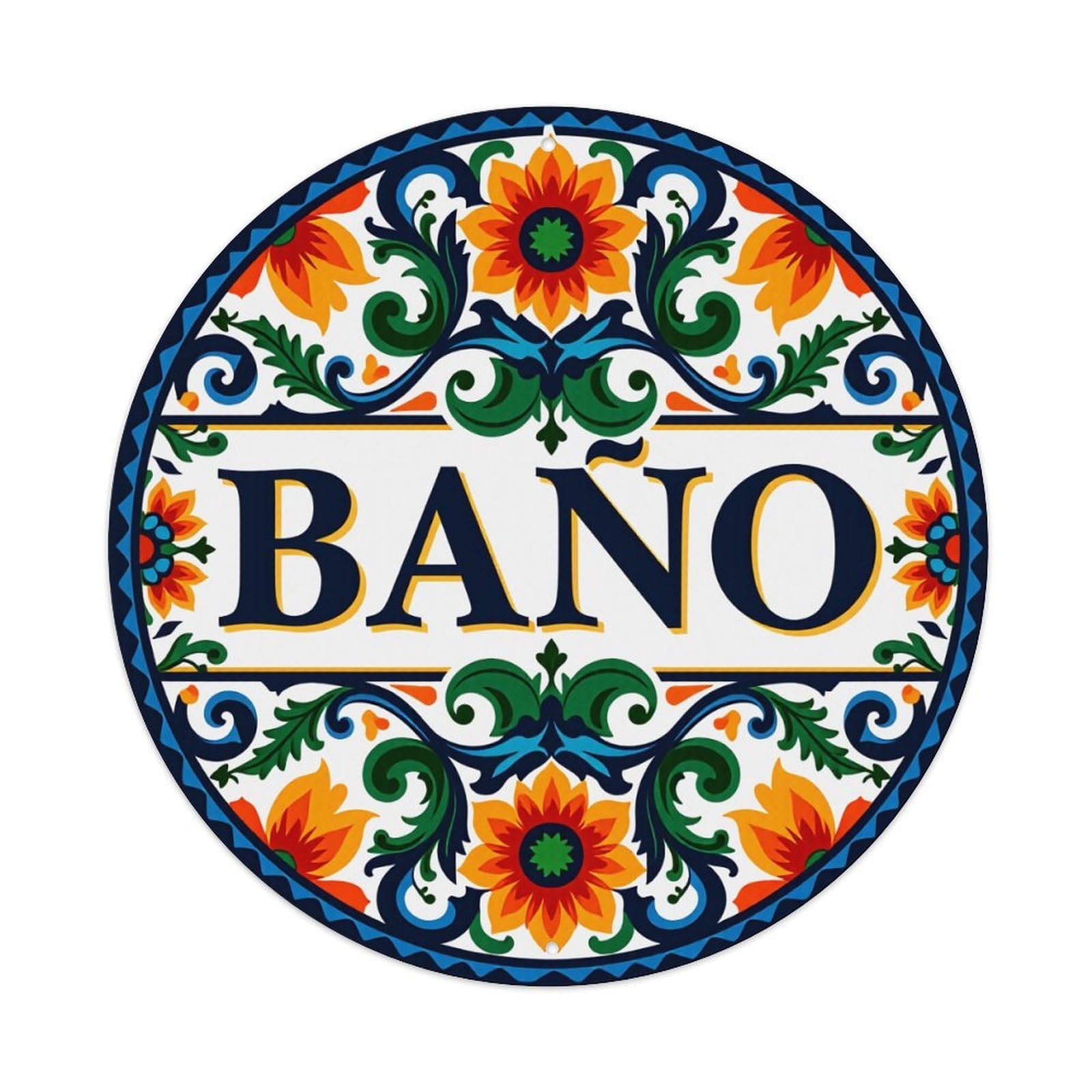 Floral Pattern With Vibrant Colors And Symmetrical Design Round Tin Sign Vintage Metal Poster, Home Bar Garage Man Cave Cafe Indoor & Outdoor Wall Decoration 8x8Inches