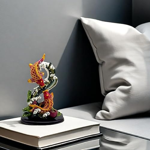 Miniatura 3 de Escultura china de la estatua de los peces de Feng Shui Frgurine Buen regalo de la suerte para el amante de FengShui Decoración decorativa