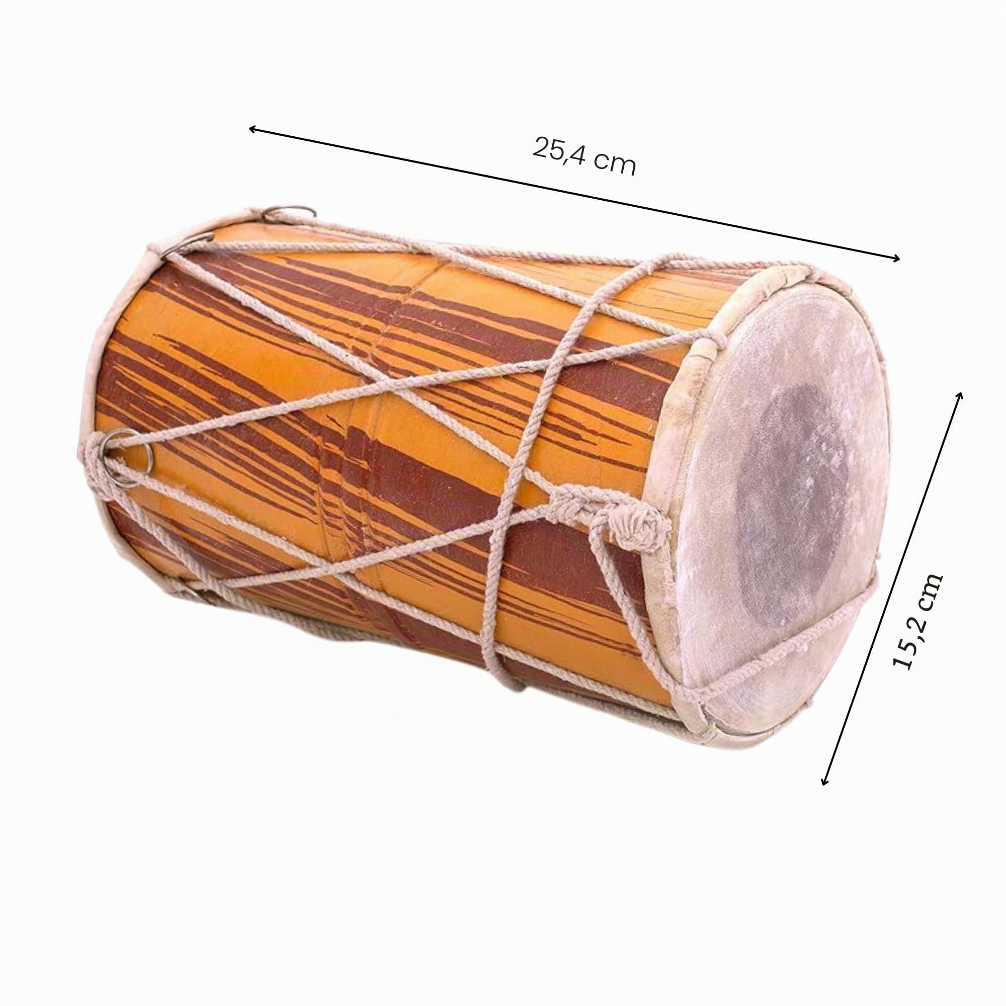 Small 25 x 15 cm Compact Dholak Drum Set, Handmade Wood & Leather Classical Indian Hand Percussion Drums, World Musical Instruments Punjabi Tabla Dhol Dholki For Decor & Travel Gift For Music Lovers