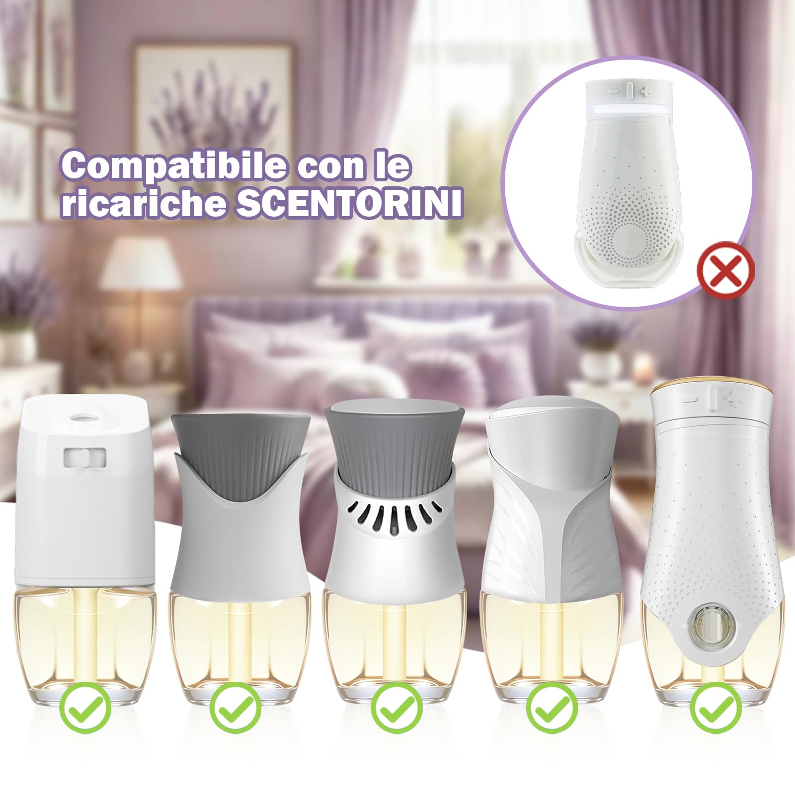 SCENTORINI Ricarica per Diffusore Elettrico 8X19ML, 4 Diversi Profumi di Lavande Serie Adatte per Air Wick e per Glade Ricariche di Diffusore di Oli Essenziali
