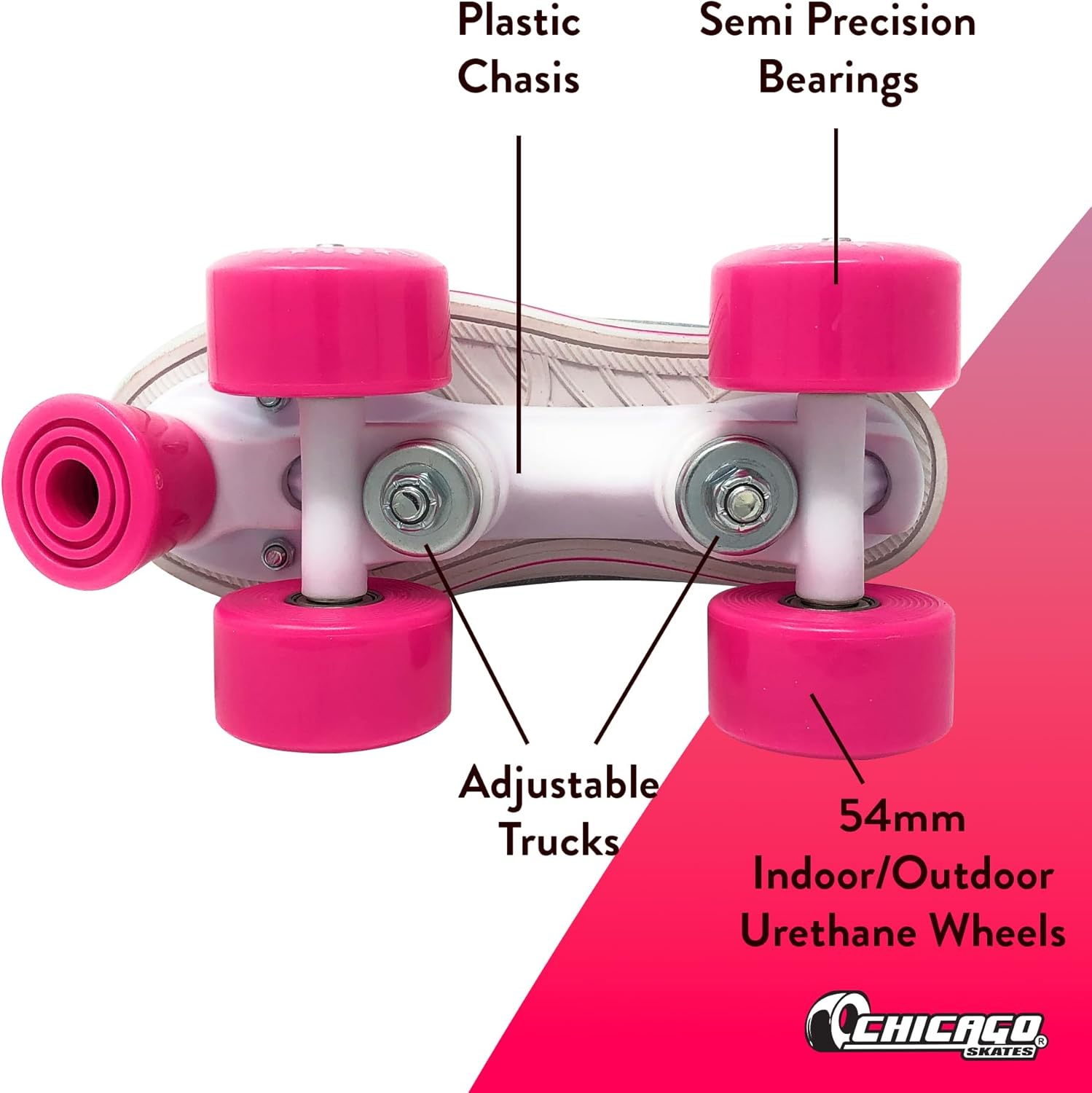 Chicago Skates Fashion Light Up Quad Roller Skates for Girls – Durable Top Performance Indoor/Outdoor Use,Sparkle Silver & Teal High-Top Boot Safety, 54mm Urethane Wheels, Adjustable Chassis & Trucks