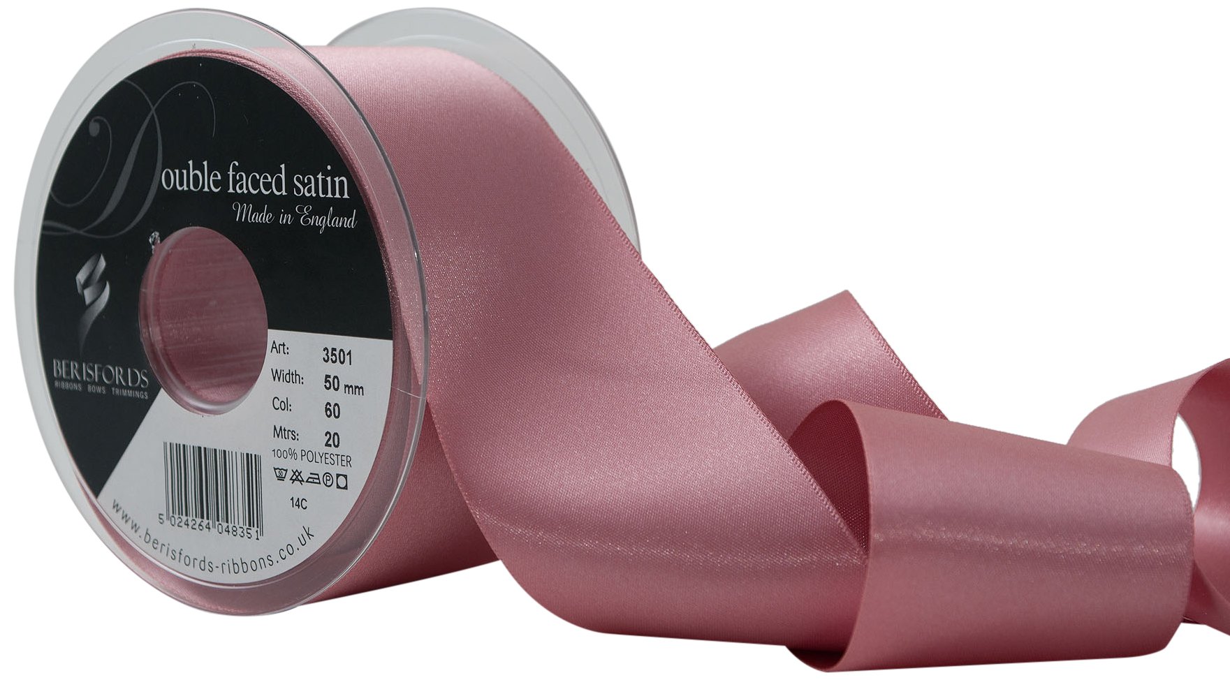 Berisfords Ribbon, Dusky Pink, 50 mm