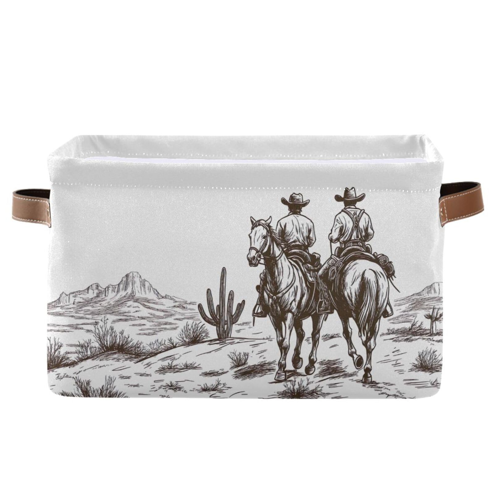 Ttgoth A 1 Pcs Storage Basket Western Cowboy Waterproof Foldable Canvas Storage Bin Laundry Basket Toy Clothes Organizer For Nursery Closet Shelf Office