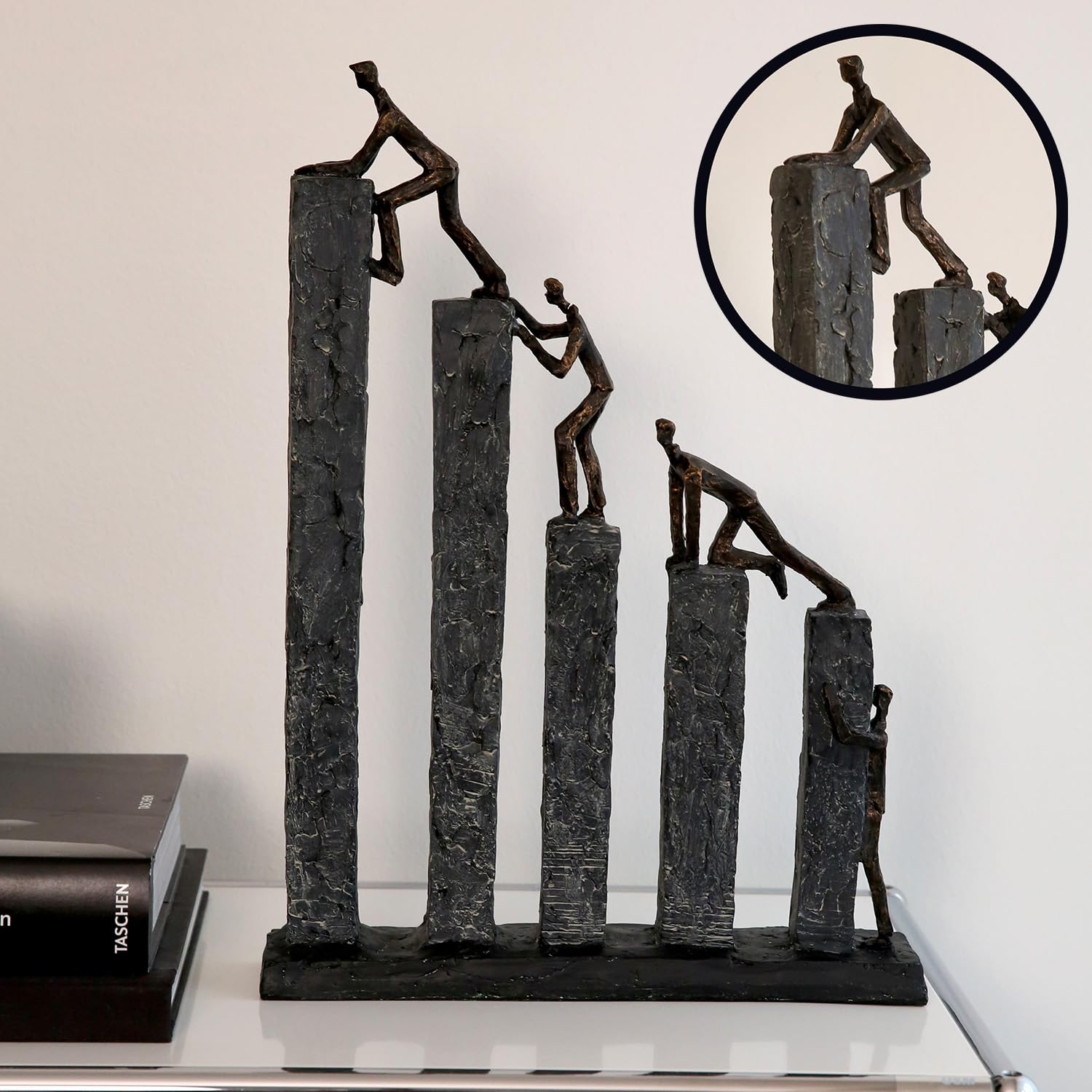 Casablanca Skulptur Raise, Deko Figur Bronze, Kunstharz Statue Wohnzimmer, Büro Dekoration H. 43 cm x B. 31 cm - Moderne Skulpturen, Klettern, Bergsteigen