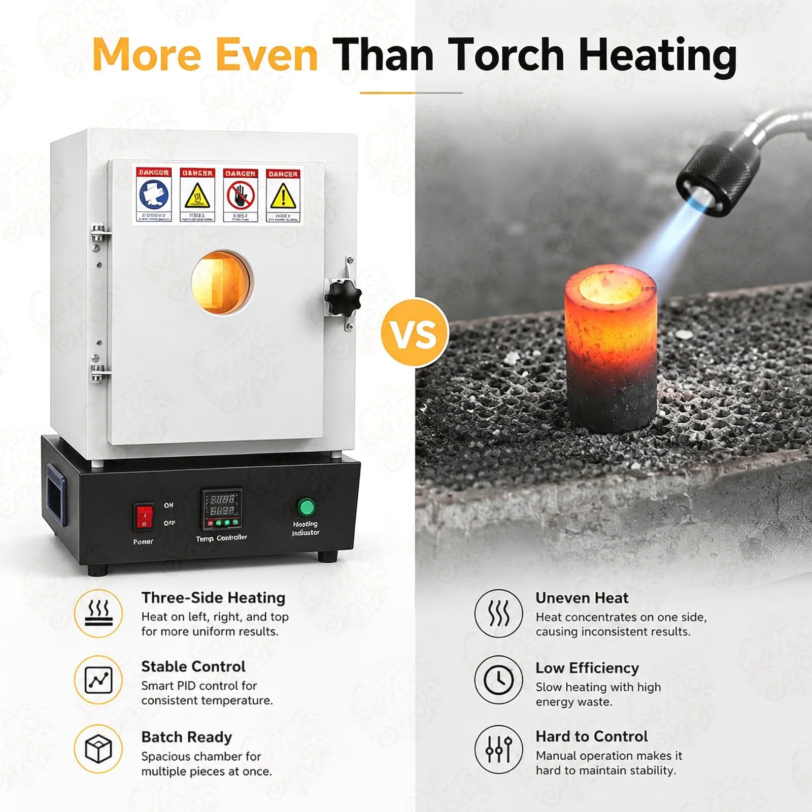 Zestaw pieca do topienia metalu o mocy 1750 W z okienkiem – regulacją PID do 1150°C do wytopu złota,srebra,aluminium i mosiądzu – Piec muflowy do biżuterii,ceramiki,fusingu szkła i emaliowania