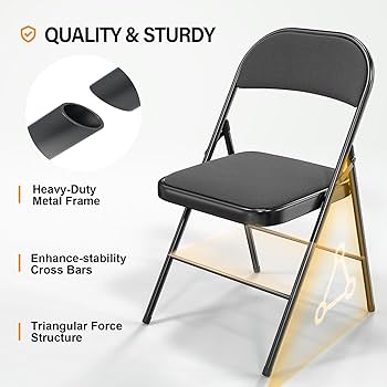 Amazon.com: VINGLI 6 Pack Folding Chairs with Padded Seats, Metal