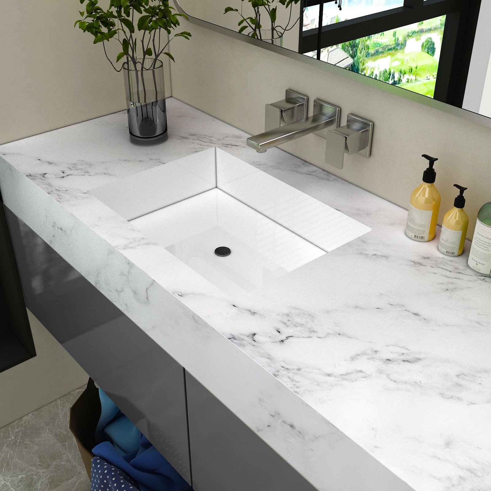 Decotalk Pellicola Adesiva per Mobili Effetto Marmo Bianco Grigio 81X500cm Spesso Carta Adesiva per Mobili Rivestimento Top Cucina Carta da Parati Autoadesiva PVC Impermeabile Soggiorno Tavolo Moderna
