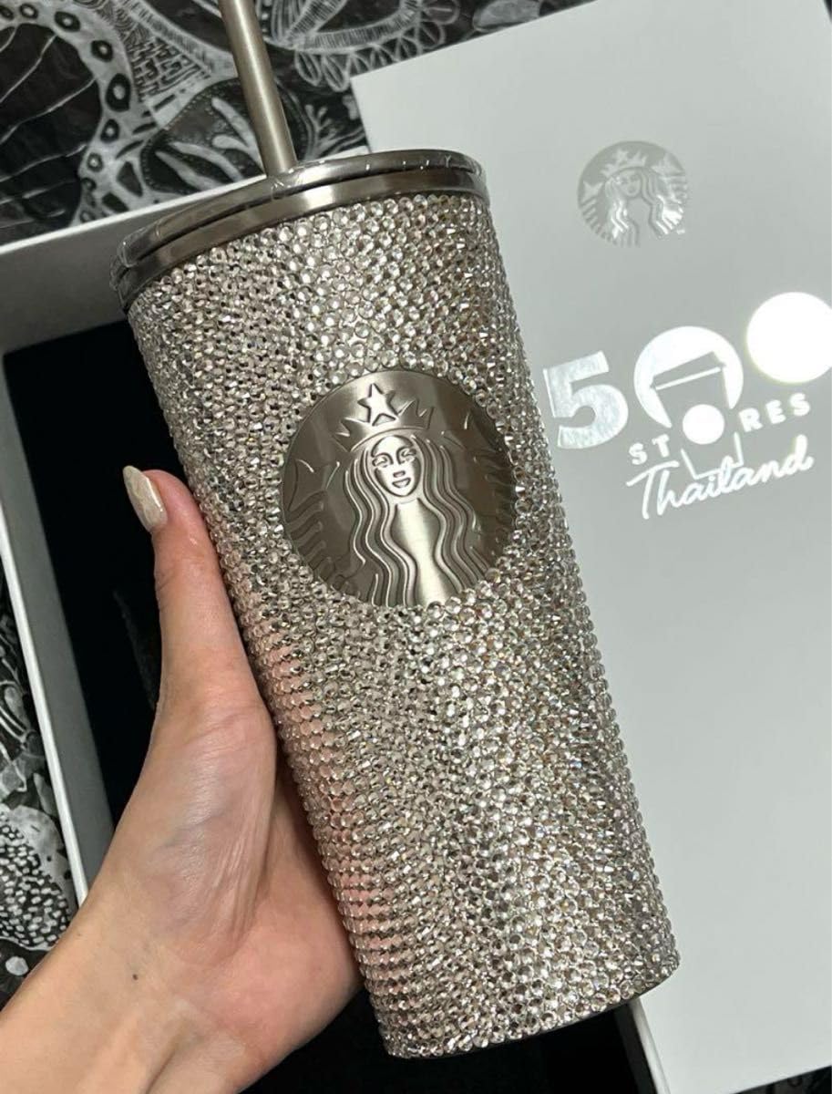 Amazon | 限定 海外 スターバックス タイ シルバー ラインストーン 