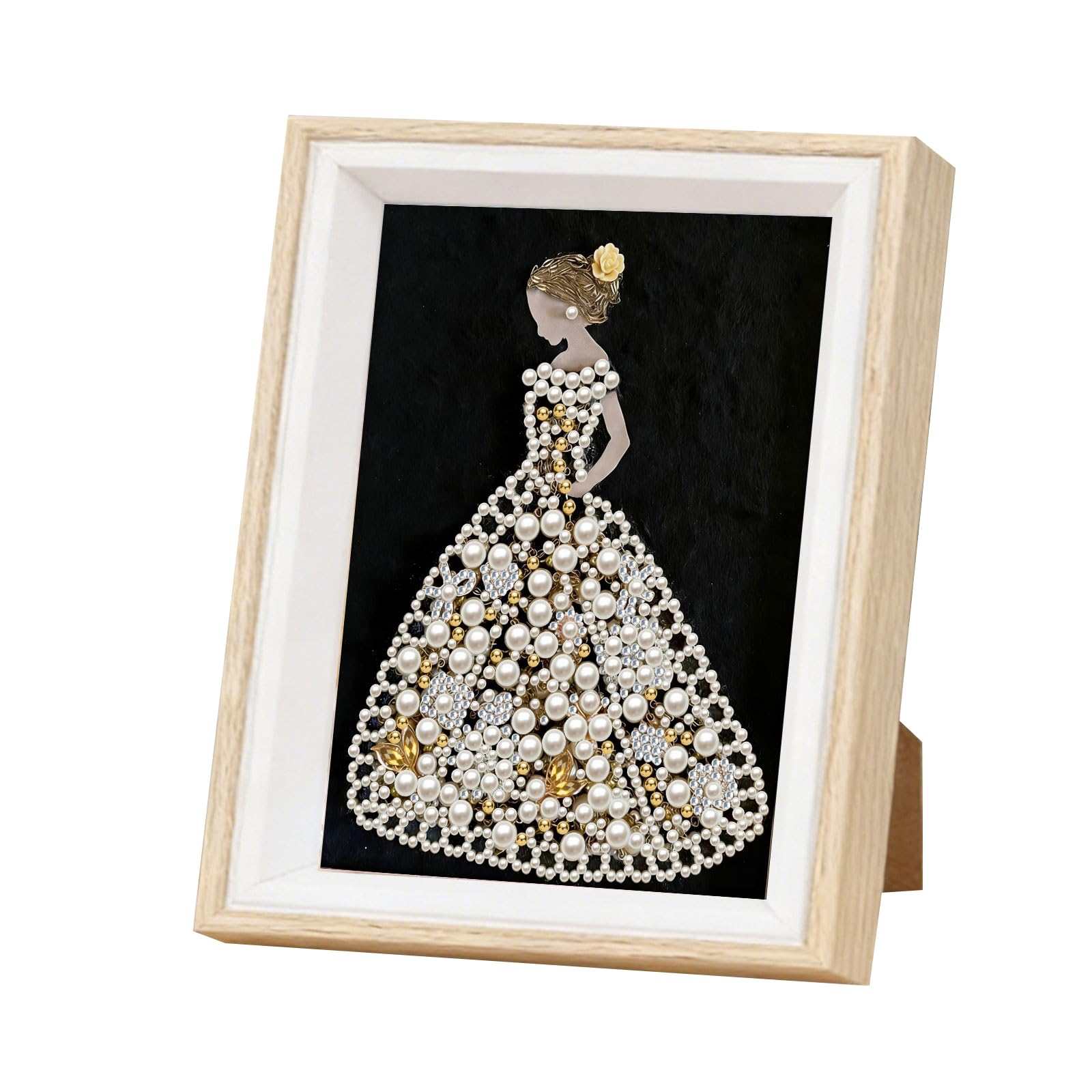 Wedding Dress Girl 5D Partial Drill Diamond Art Kit, Special Shaped Gem Art Paintings with Wooden Frame for Wall Decor, DIY Crafts for Adults Beginners 17x22cm