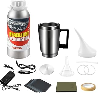 Yanxinanty Kit de Rénovation de Phares Automobile, 800g Solution de Polissage, Accessoires Complets, Ponçage et Restauration