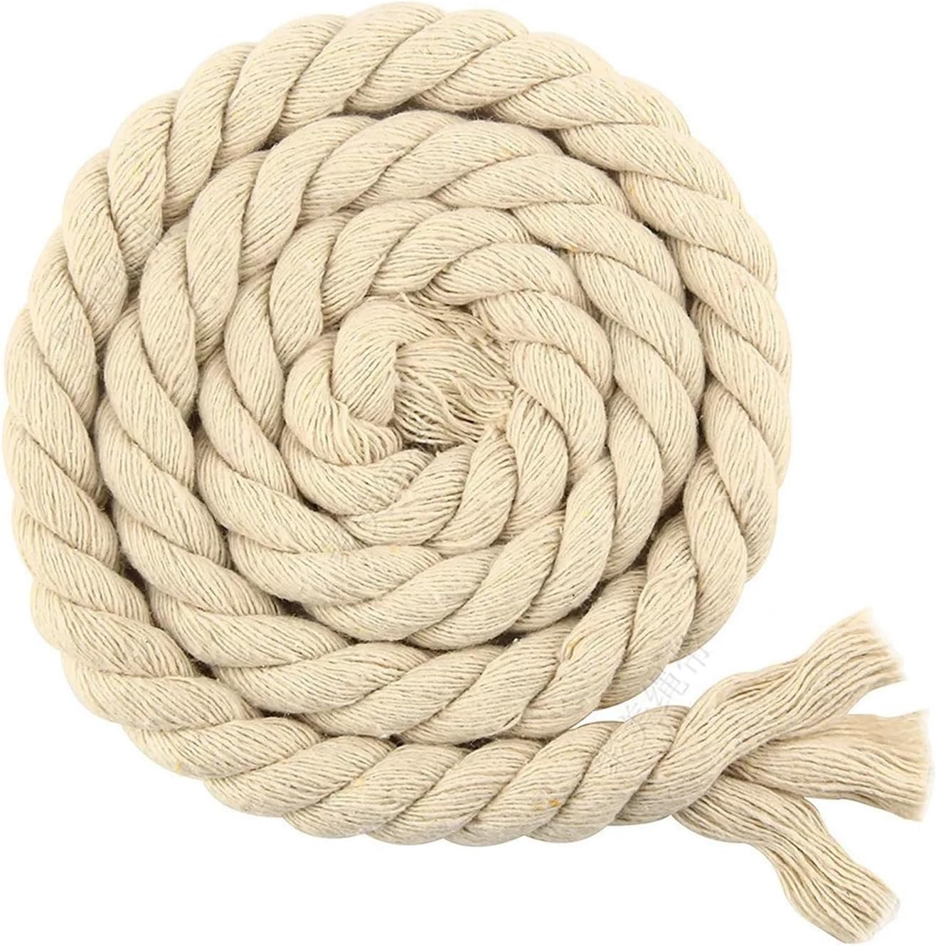 2 Meters 12mm 3 Strands Twisted Colorful Cotton Rope/Rope for Bags Home Decoration DIY Textile Accessories(Beige)