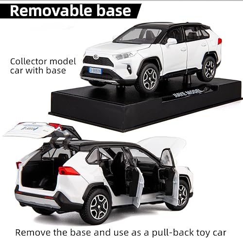 Miniatura 5 de Modelo de Coche 132 RAV4 Aleación Fundida a Presión Coche de Juguete Coleccionable con Luz y Sonido Vehículo de Juguete Puerta Se Puede Abrir para