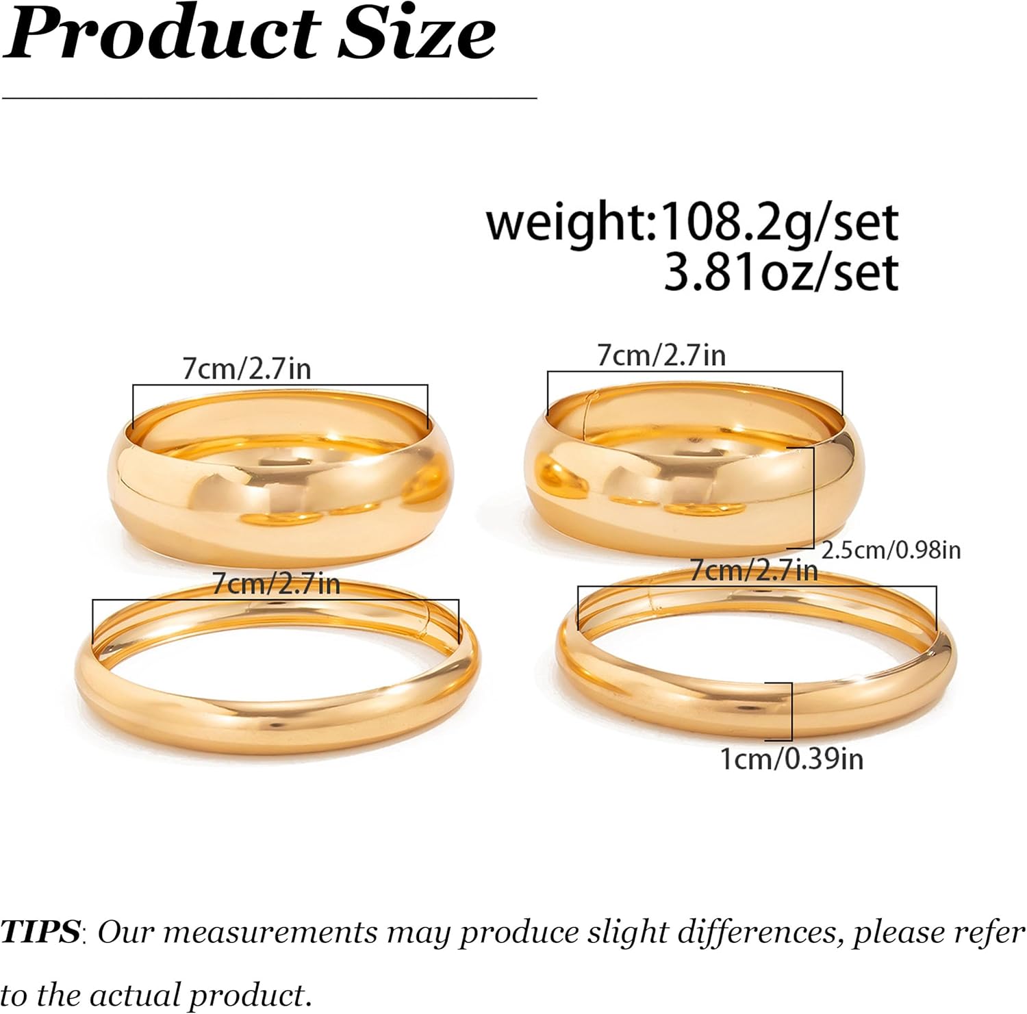 72ore Chunky Gold Bangle Bracelets for Women Trendy Stack Wide Wrist Cuff Bracelets Statement Arm Cuff Upper Bangle Fashion Jewelry Gift Accessories - Image 6