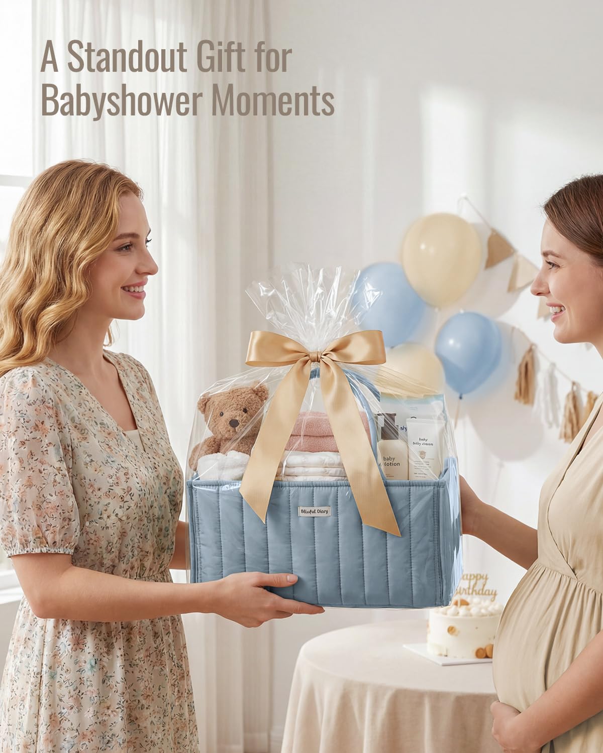 Blissful Diary Organizador de pañales para bebé, elegante cesta de