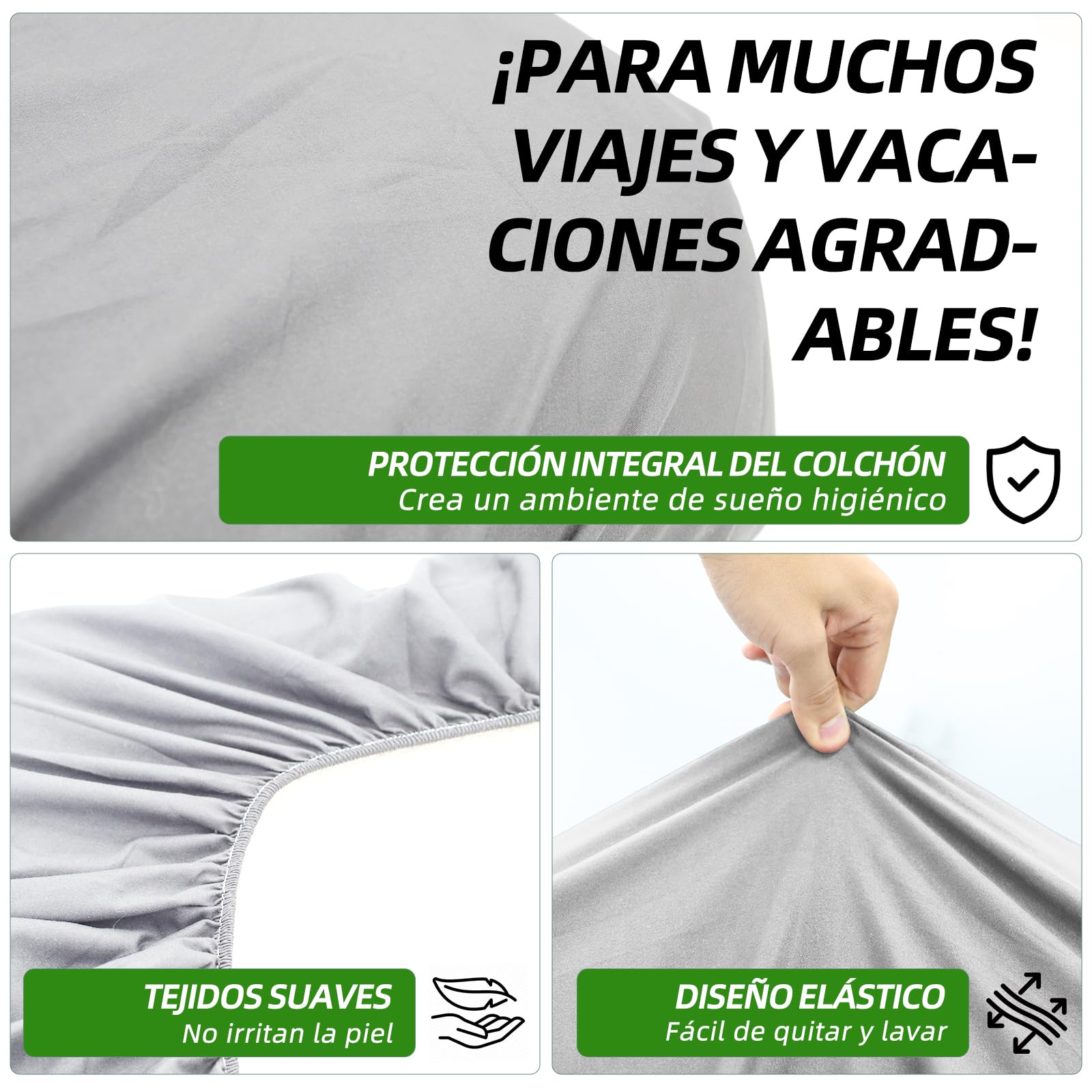 Juego de sábanas para autocaravanas de 4 piezas con colchón central - Juego de sábanas RV para autocaravanas Volkswagen California/Mercedes-Benz Marco Polo/FIAT Ducato (gris claro)