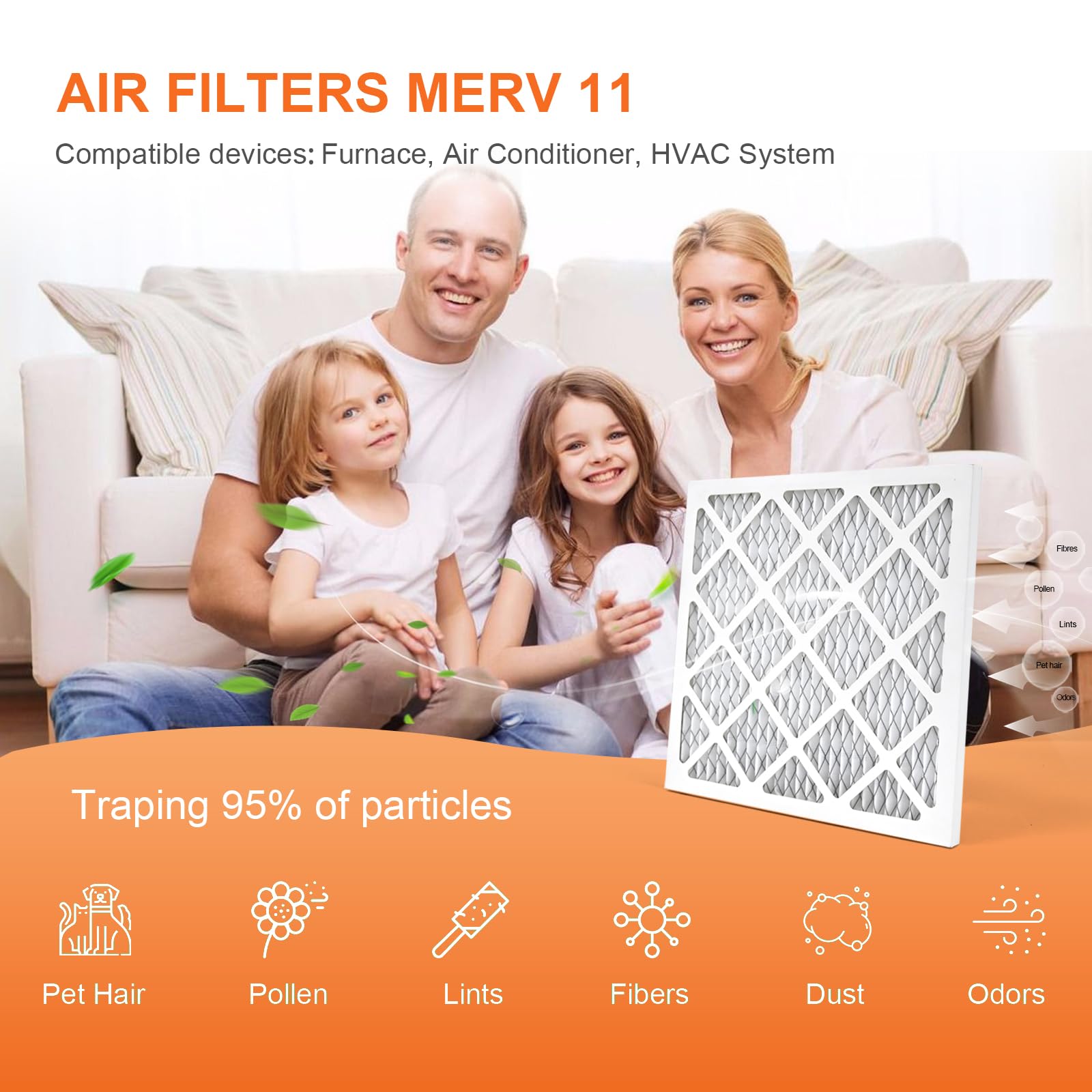 14x24x1 Air Filter JASENG 14x14x1 MERV 8 Air Filters 4-Pack - Perfect For HVAC & Furnace Systems MERV 8 Pleated Furnace Filters 14x14x1 4-pack - View #5