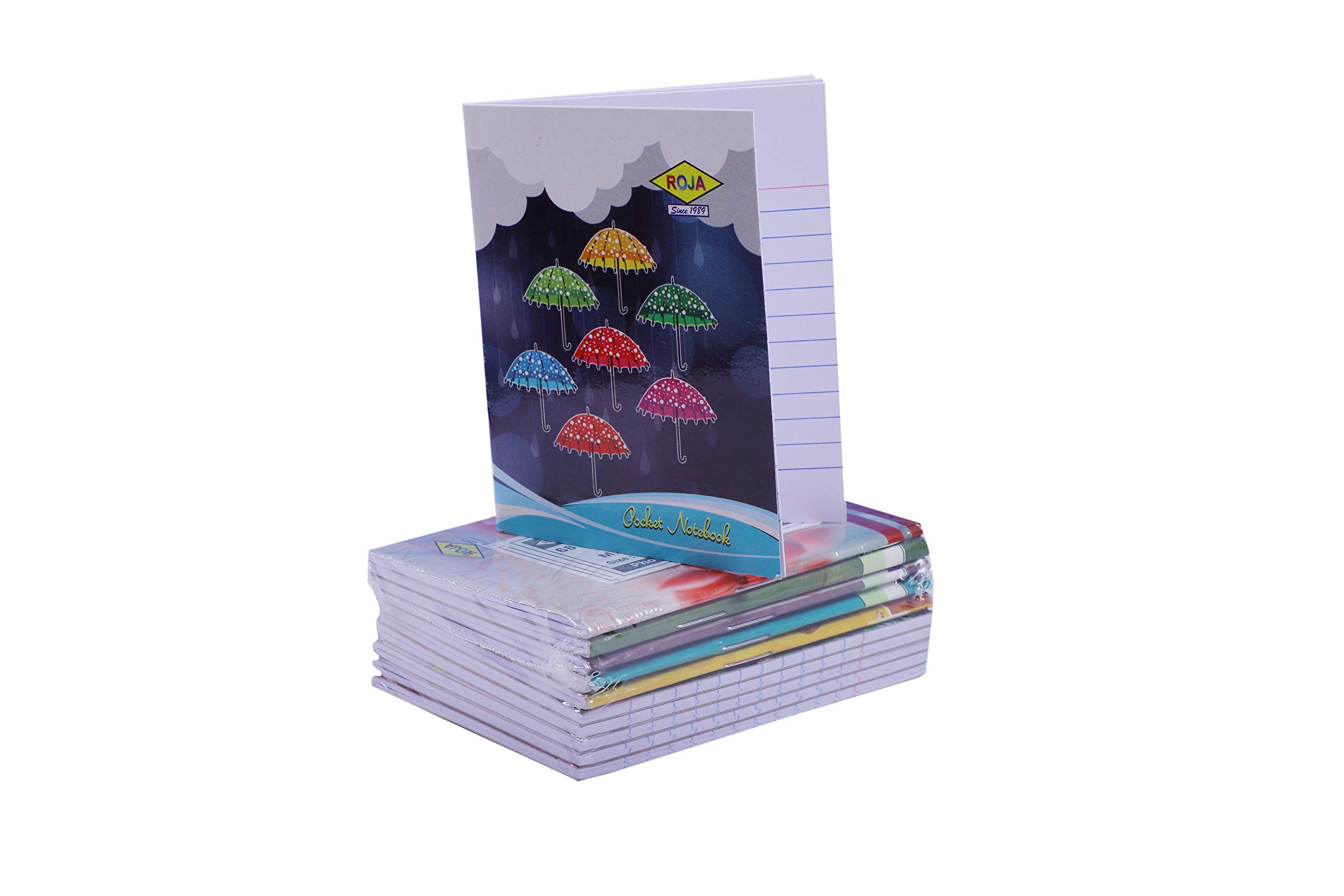 Roja Pocket Notebook - 7.8 x 10 cm's 68 Pages, Ruled, Soft Cover, 58 GSM Paper, Pack of 20 (Designs May Vary According to Stock)