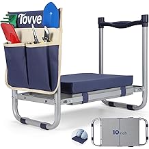 Foldable Garden Kneeler and Seat, Heavy Duty Garden Stool with 10" Wide Detachable Kneeling Pad, Portable Garden Bench Chair with Large Garden Tool Bag, Gardening Gifts for Women, Seniors, Mom