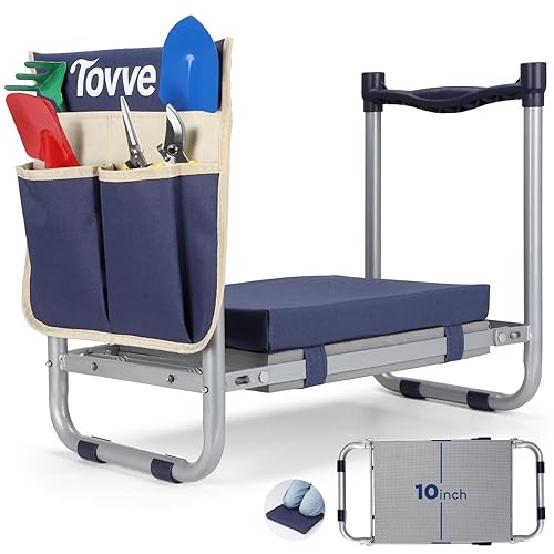 Tovve Foldable Garden Kneeler and Seat, Heavy Duty Garden Stool