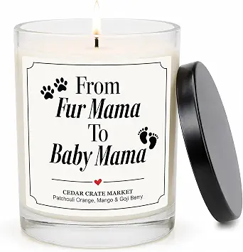 From Fur Mama to Baby Mama Soy Candle - Funny Pregnancy Gift for Expecting Dog Moms