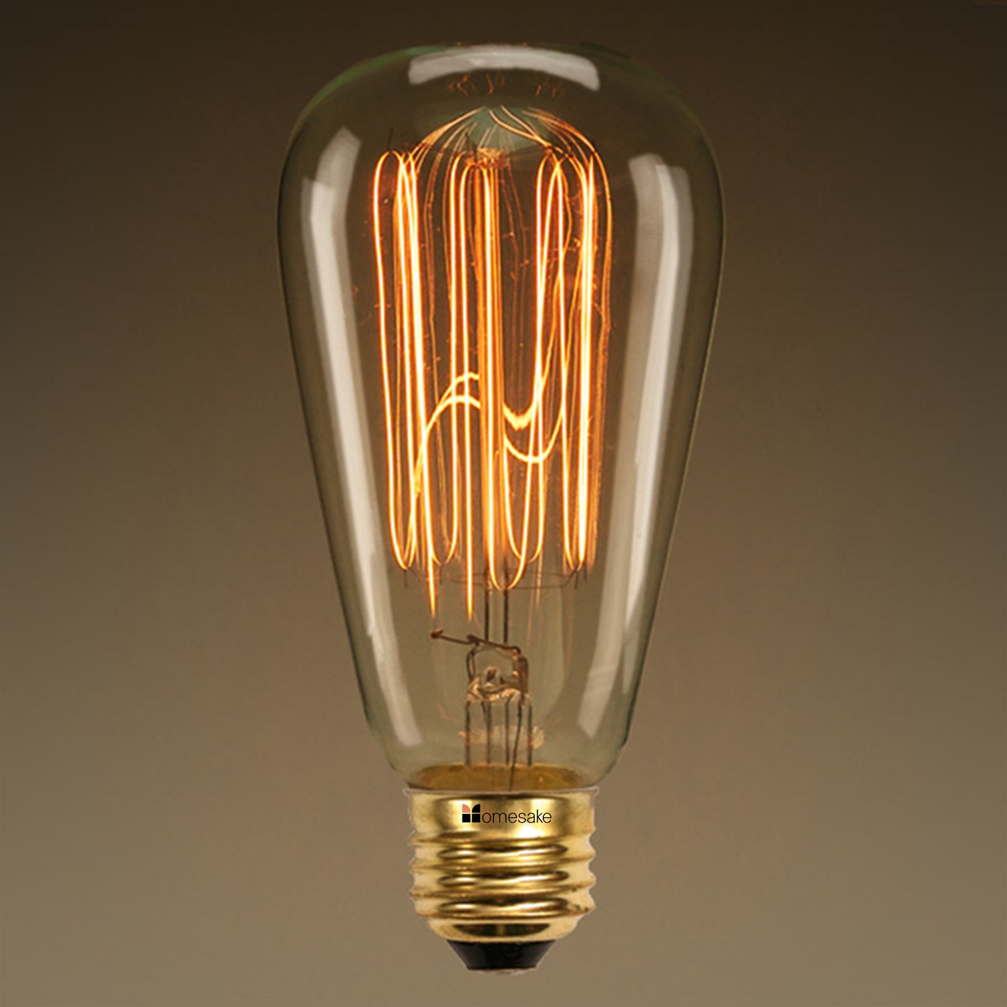 Homesake® ST64 Pear Shape Edison Filament Bulb Squirrel Cage, Antique Edison E27 Tungsten Bulb, 1 Piece
