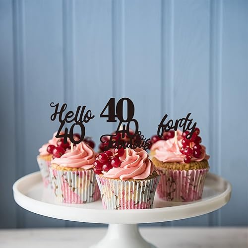 Miniatura 23 de 24 piezas de decoraciones oficiales para cupcakes de cumpleaños número 13 Hello 13 Thirteen Cupcake Picks 13th Birthday Cake Decor Supplies Black